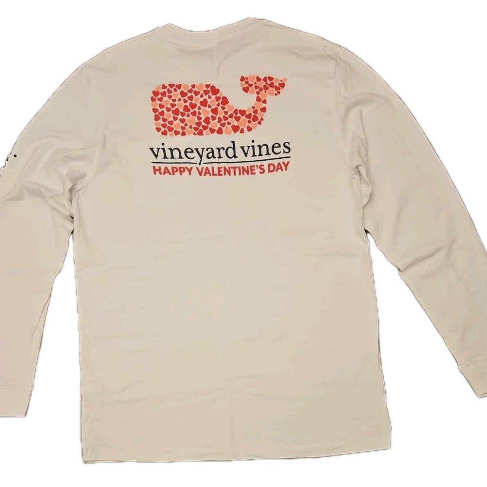 Vineyard Vines Valentines Heart Whale Long Sleeve  Pocket Shirt, White, Size XL - Picture 5 of 8